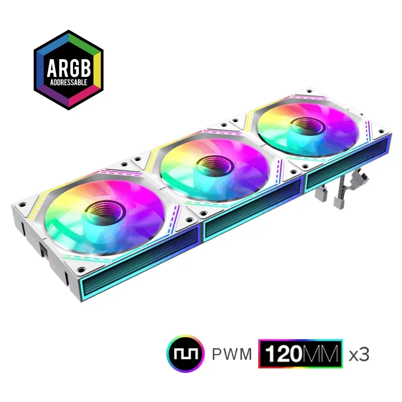 Gamemax Комплект вентилатори Fan Pack 3-in-1 3x120mm - FN12A-S3I White, Daisy-Chain, Addressable RGB - Image 202