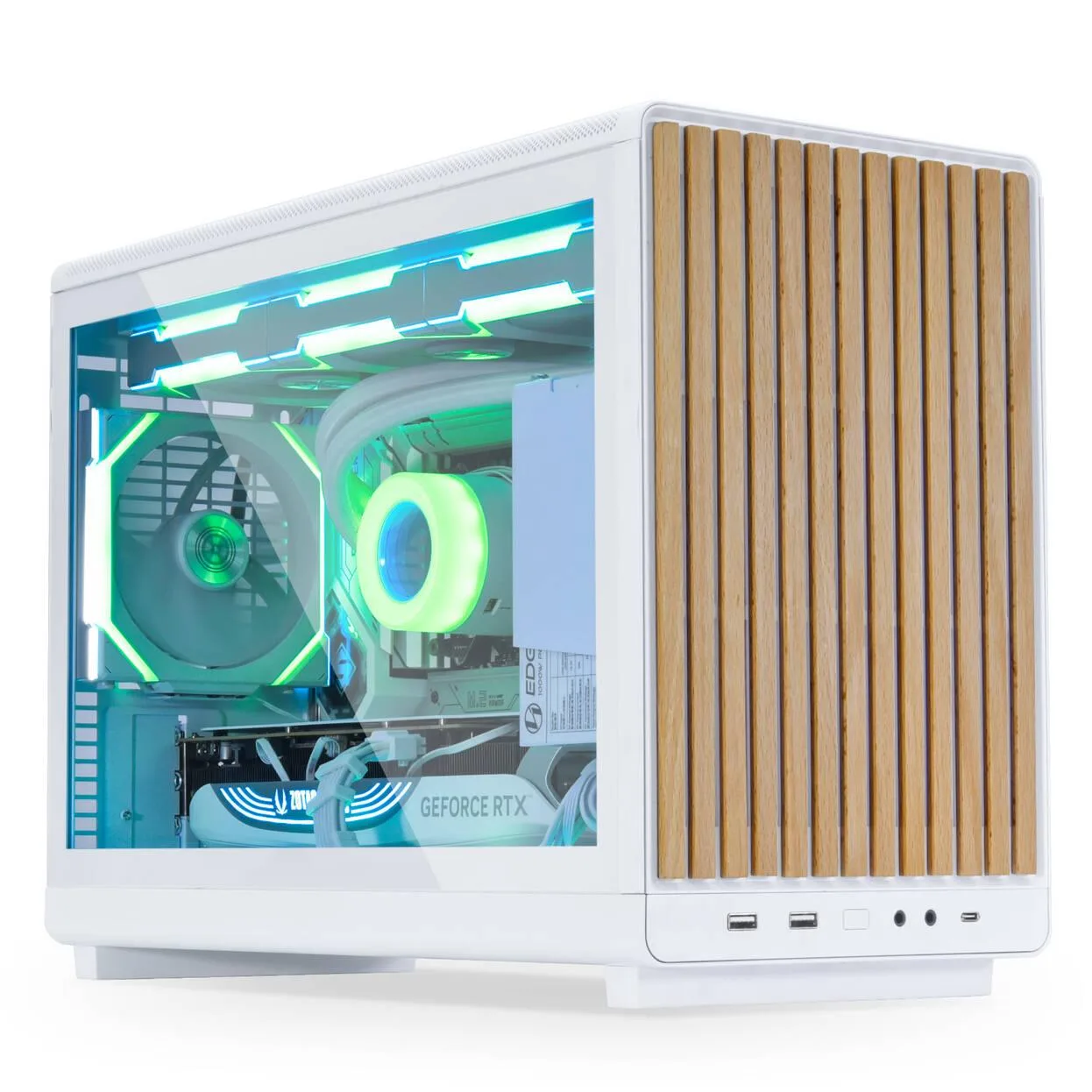 Кутия за компютър Lian Li DAN A3-mATX Wood Edition White Tempered Glass Micro