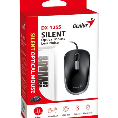 Genius безшумна мишка Silent Mouse DX-125S Black+Grey – SILENT