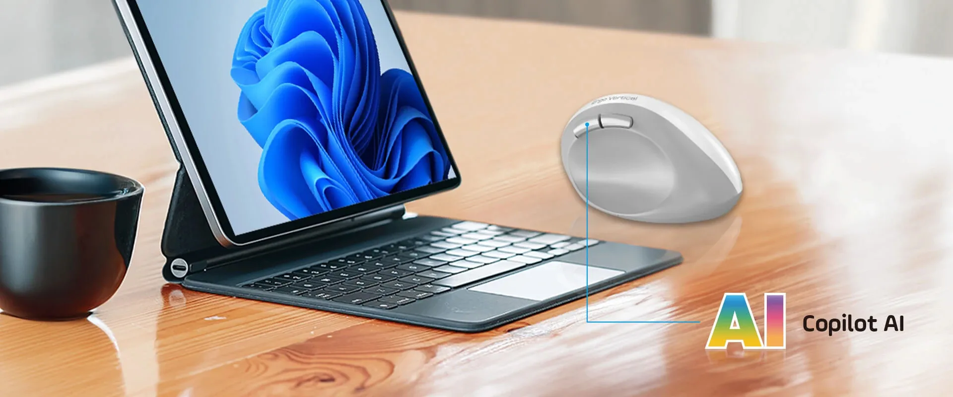 Genius вертикална безжична мишка Vertical Mouse wireless Ergo 8350S - Silent, AI, Bluetooth, 2.4G, Dark Grey - Image 318