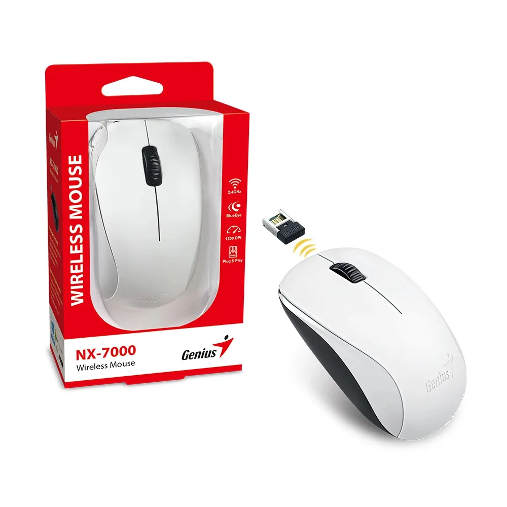 Genius безжична мишка Wireless Mouse - NX-7000 White - 2.4GHz - Image 290