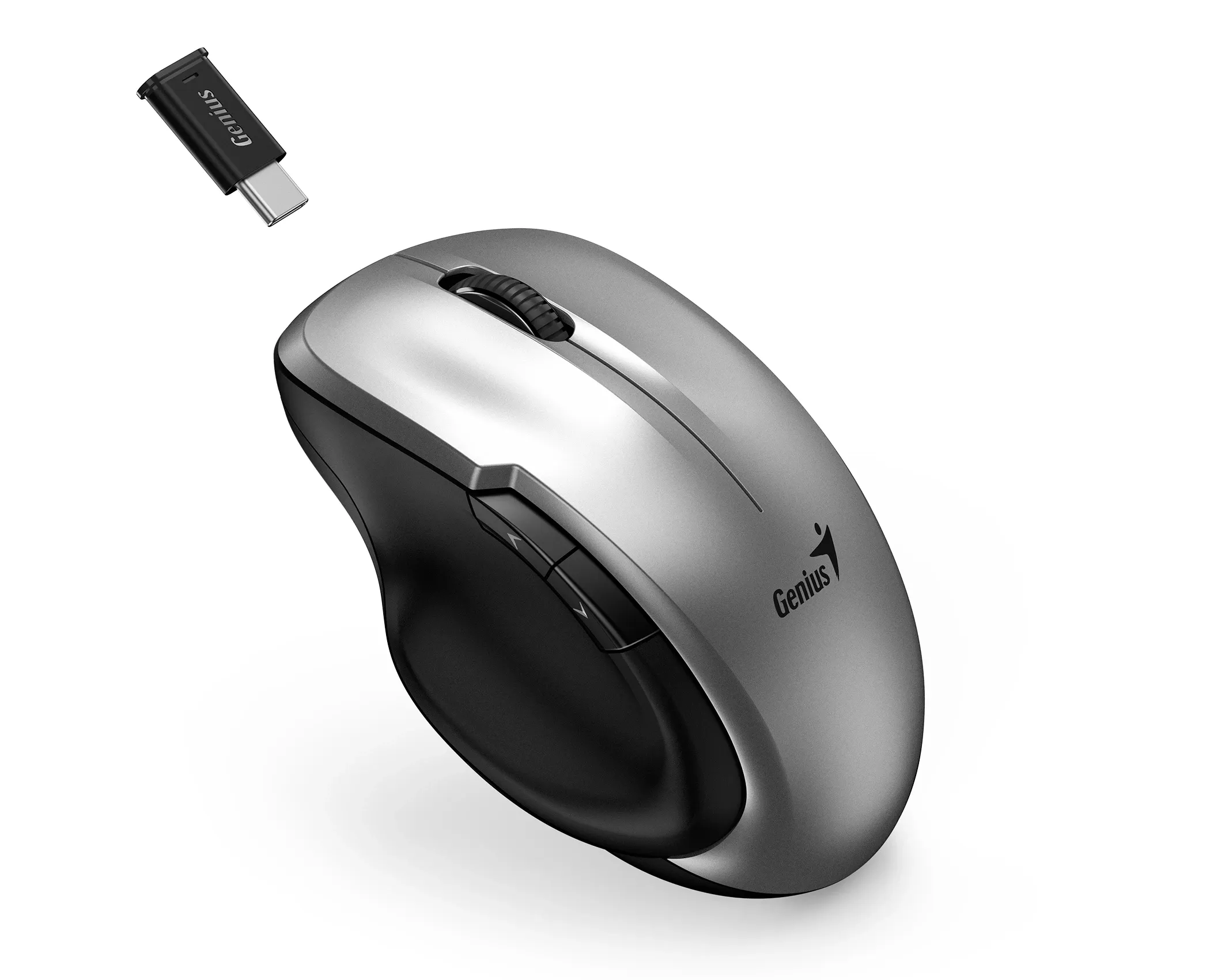 Genius безжина безшумна мишка Mouse Wireless Silent - Ergo 8200S Silver - Silent 2.4GHz USB-C