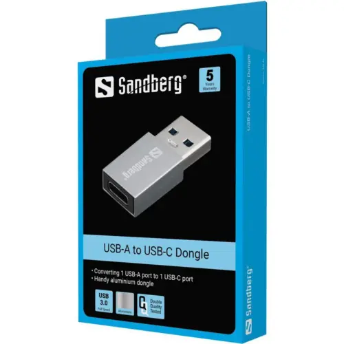 Alternative view of АДАПТЕР SANDBERG USB-A to USB-C - Grey - PN 136-46