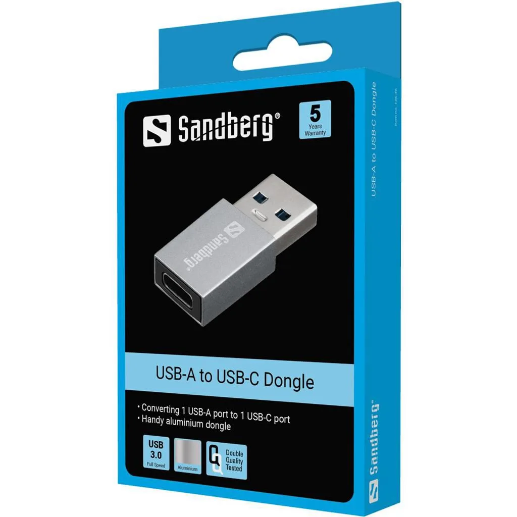 АДАПТЕР SANDBERG USB-A to USB-C - Grey - PN 136-46 - Image 2