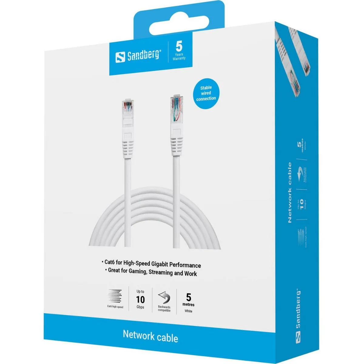 МРЕЖОВ КАБЕЛ SANDBERG UTP Cat6 - 5m - White - PN 506-96 - Image 3