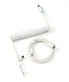 Кабел за клавиатура Keychron Coiled Aviator Cable Angled USB-C - White