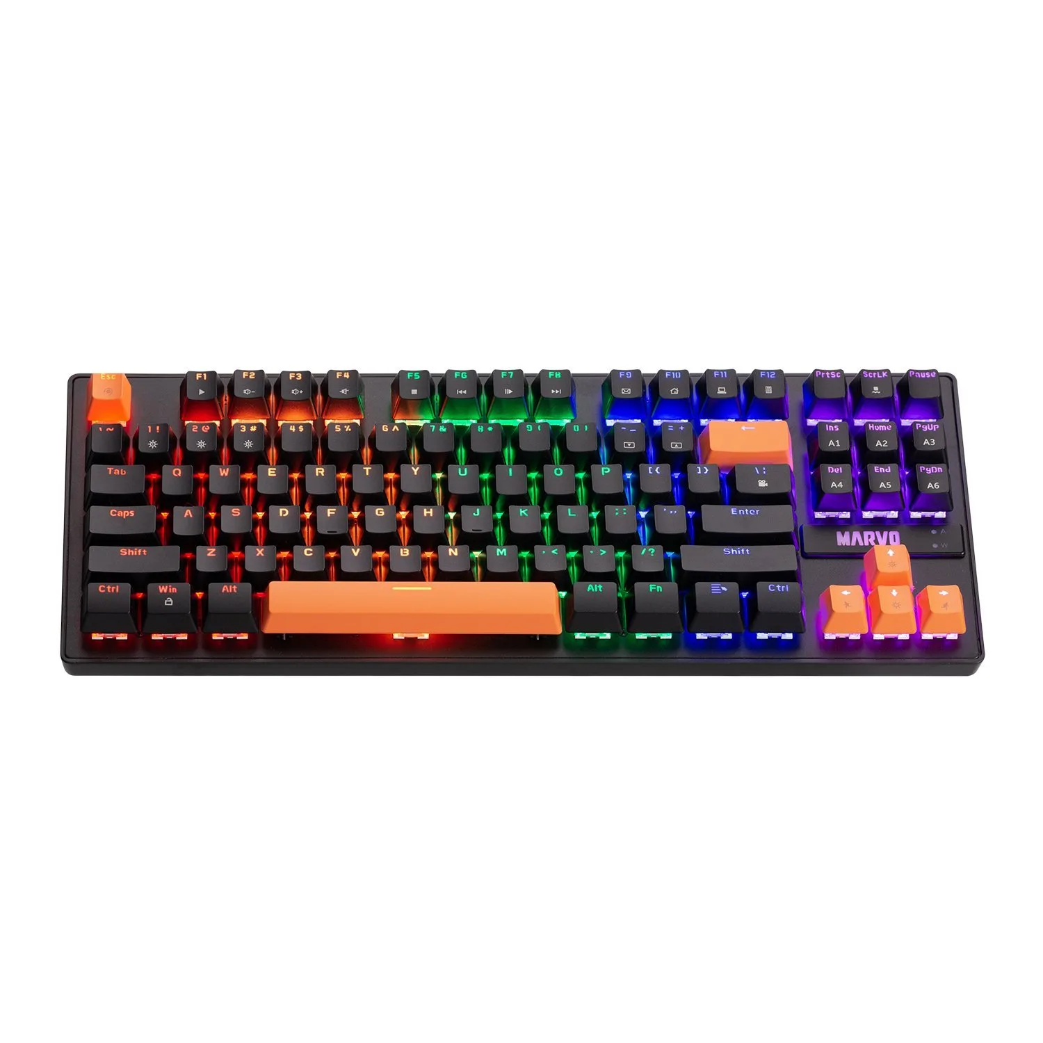 Marvo механична геймърска клавиатура Gaming Mechanical keyboard 87 keys, Orange caps TKL - KG901C - Image 299