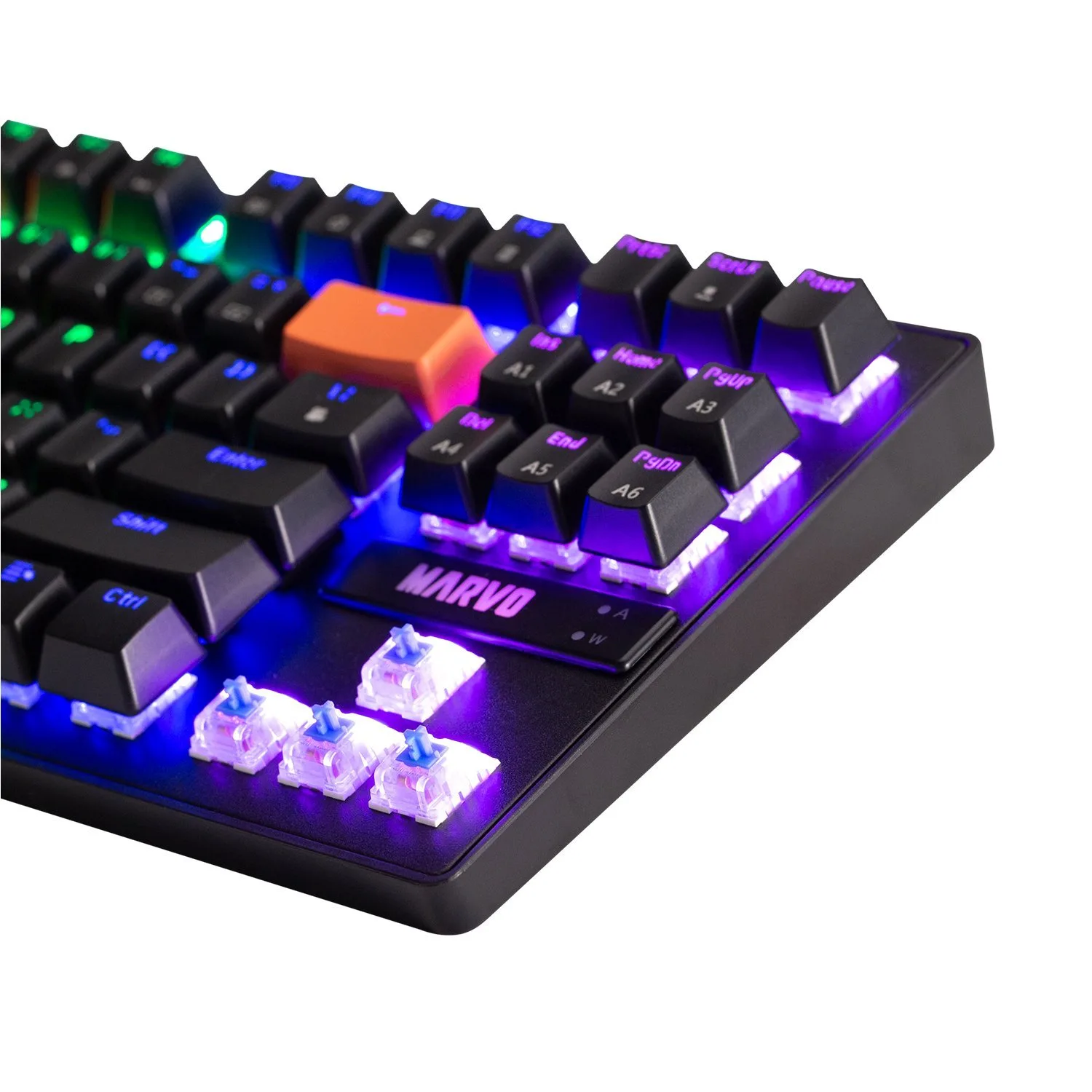 Marvo механична геймърска клавиатура Gaming Mechanical keyboard 87 keys, Orange caps TKL - KG901C - Image 309