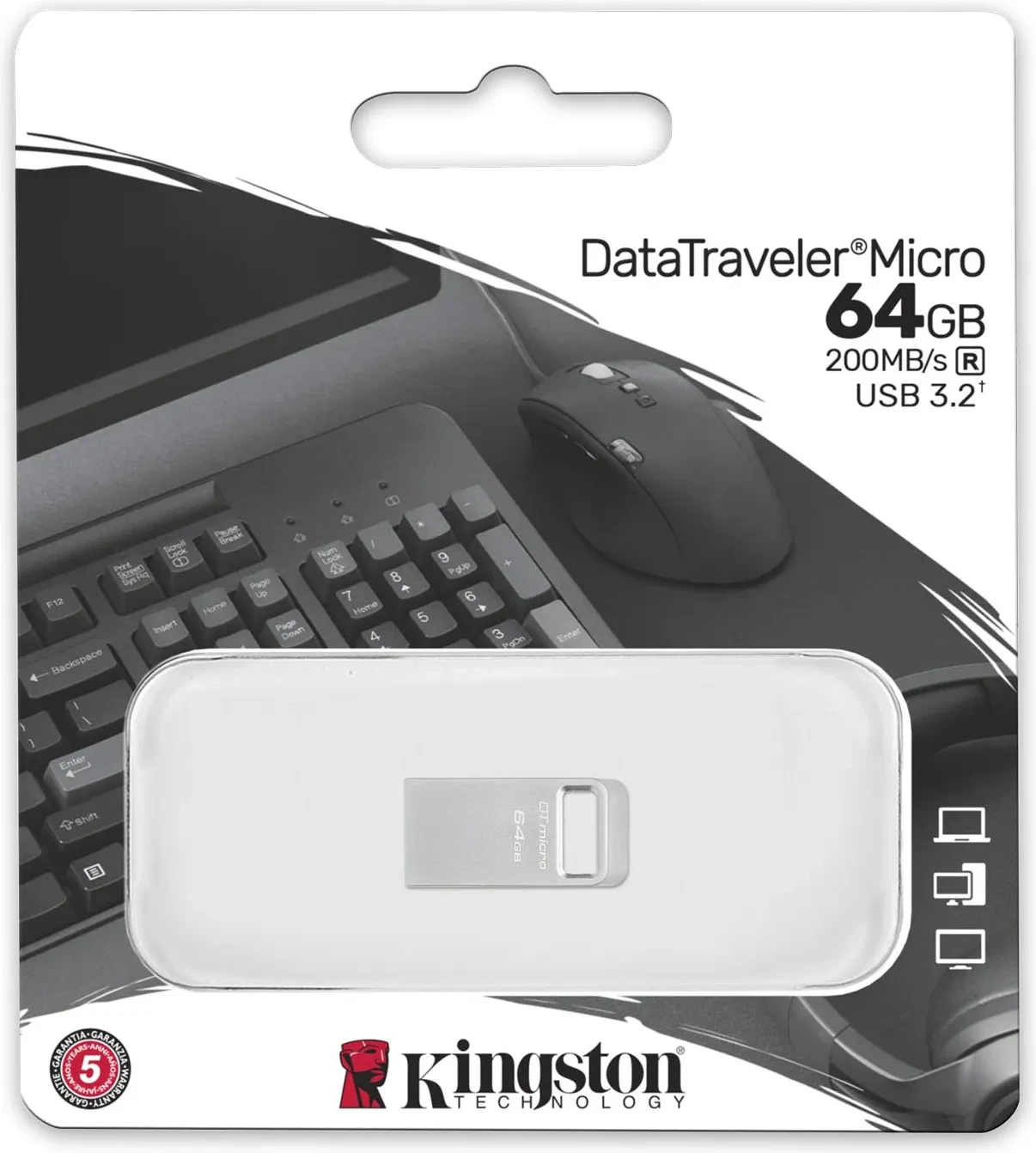 ФЛАШ ПАМЕТ Kingston DataTraveler Micro - USB flash drive - 64GB - PN DTMC3G2/64GB - Image 118
