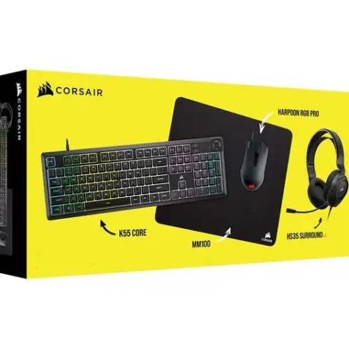 CORSAIR Геймърски бъндъл 4 в 1 - K55 CORE / HARPOON RGB PRO / HS35 Surround v2 /