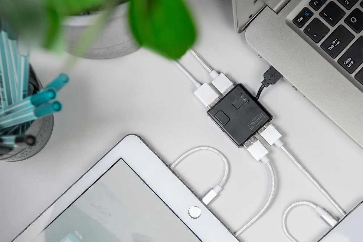 ХЪБ DIGITUS USB 4 Port - гнездо x 4 - USB A щепсел - USB 2.0 - черен - PN DA-70217 - Image 240