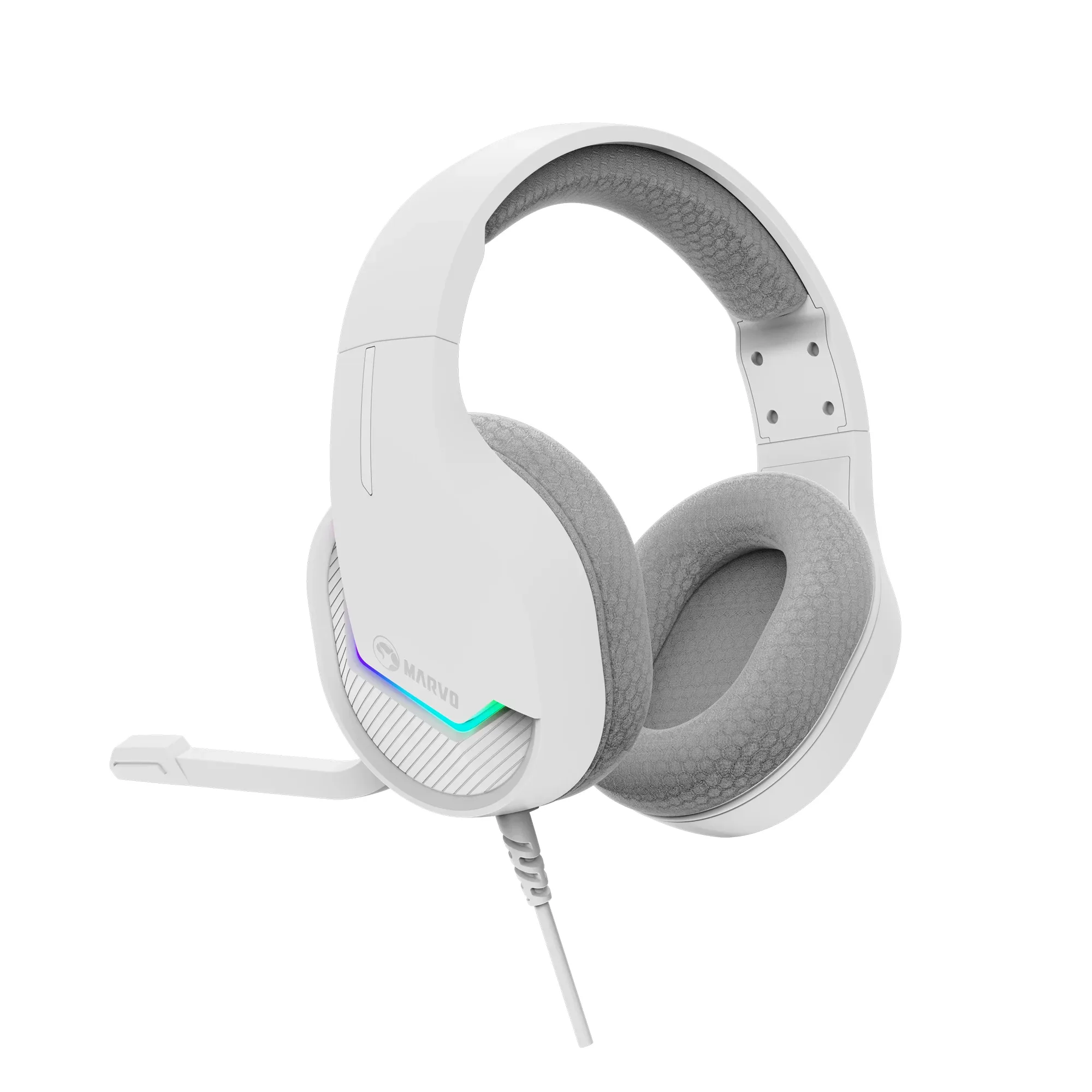 Marvo геймърски слушалки Gaming Headphones H8618 White - 50mm, USB, RGB - Image 256