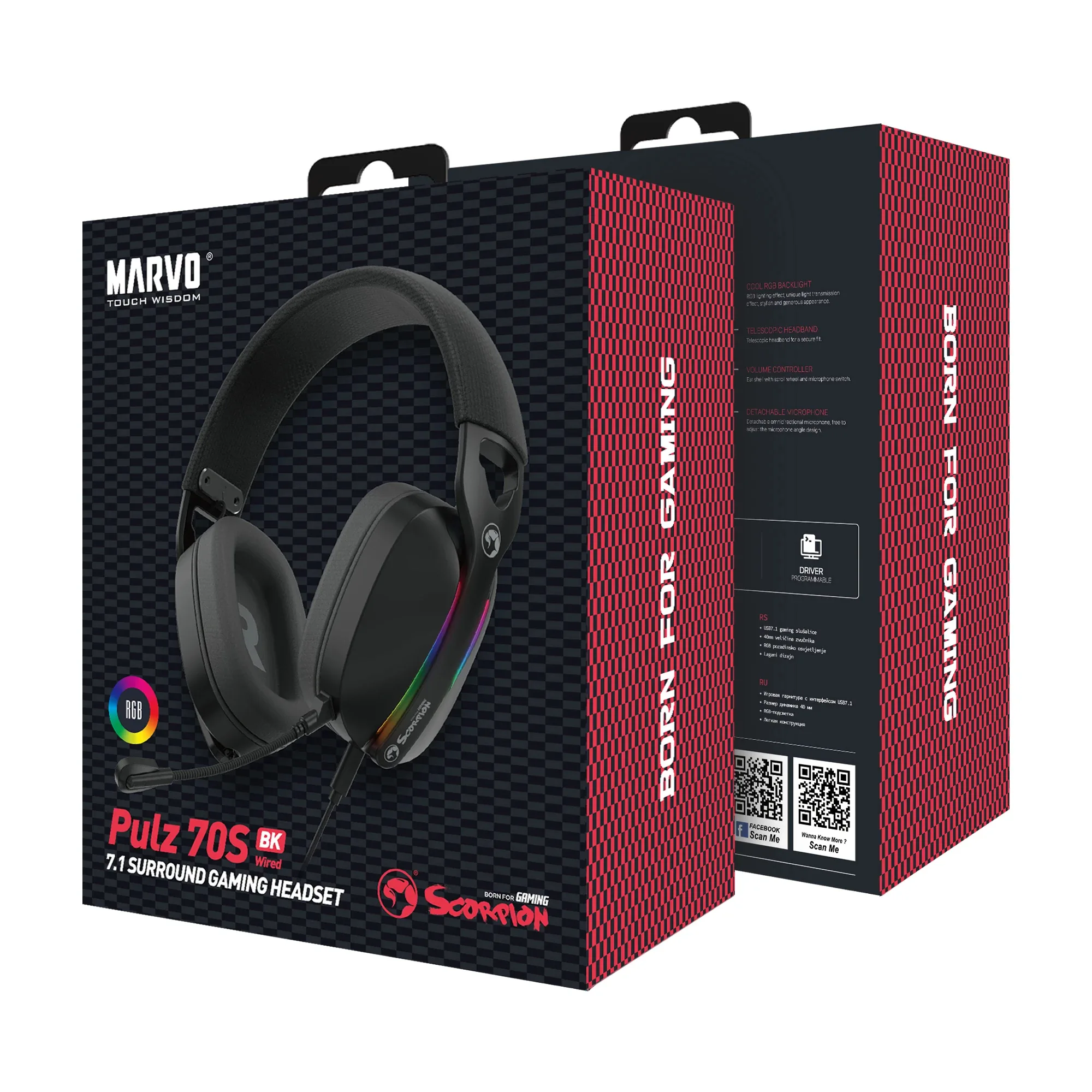 Marvo Геймърски слушалки Gaming Headphones Pulz 70S - 7.1 RGB - MARVO-HG9086-BK - Image 276