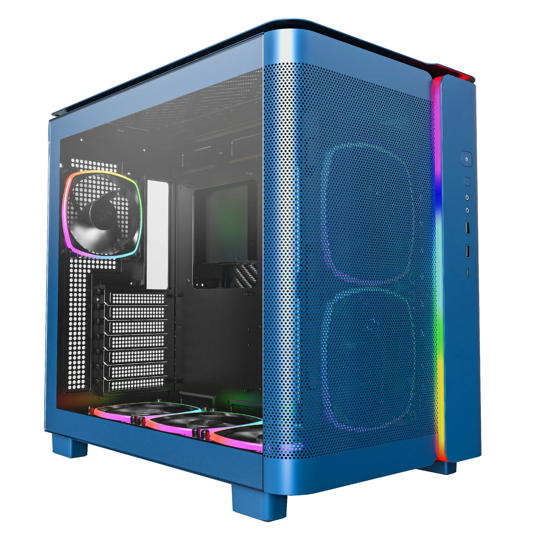 Montech кутия KING 95 Pro, Dual Chamber Mid-tower Case, 6 ARGB Fans, 2 Front Panels, Prussian Blue - Image 197
