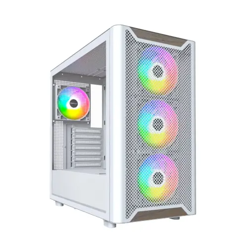 Montech кутия Case ATX - XR Wood (W) - 4 x 120 mm ARGB Fans Wood USB-C White