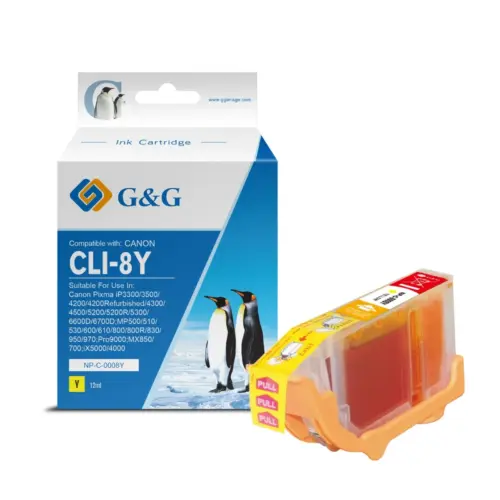 ГЛАВА ЗА CANON PIXMA IP 4200/5200/5200R/6600D/MP 500/800 -  CLI-8Y (CLI8Y) - Yellow - WITH CHIP / С ЧИП - /8/ - 0623B002