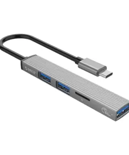 Orico хъб USB3.0/2.0 HUB 3 port + card reader TYPE C Aluminum - AH-12F-GY