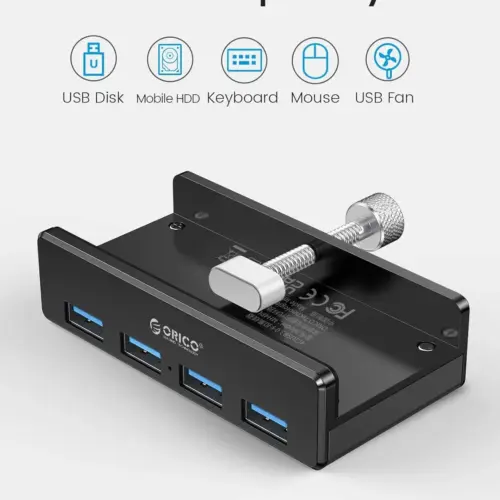Orico хъб USB 3.0 HUB Clip Type 4 port – aux Micro-USB power input