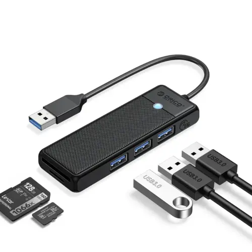 Orico хъб USB3.0 HUB - 3 x USB3.0 SD TF - PAPW3AT-U3-015-BK