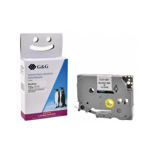 ЛЕНТА ЗА ЕТИКЕТНИ ПРИНТЕРИ BROTHER ТИП TZ - 6 mm x 80 m - BLACK ON CLEAR TAPE - TZE111 (TZE-111) - PN RL-BR-TZ111-BK -