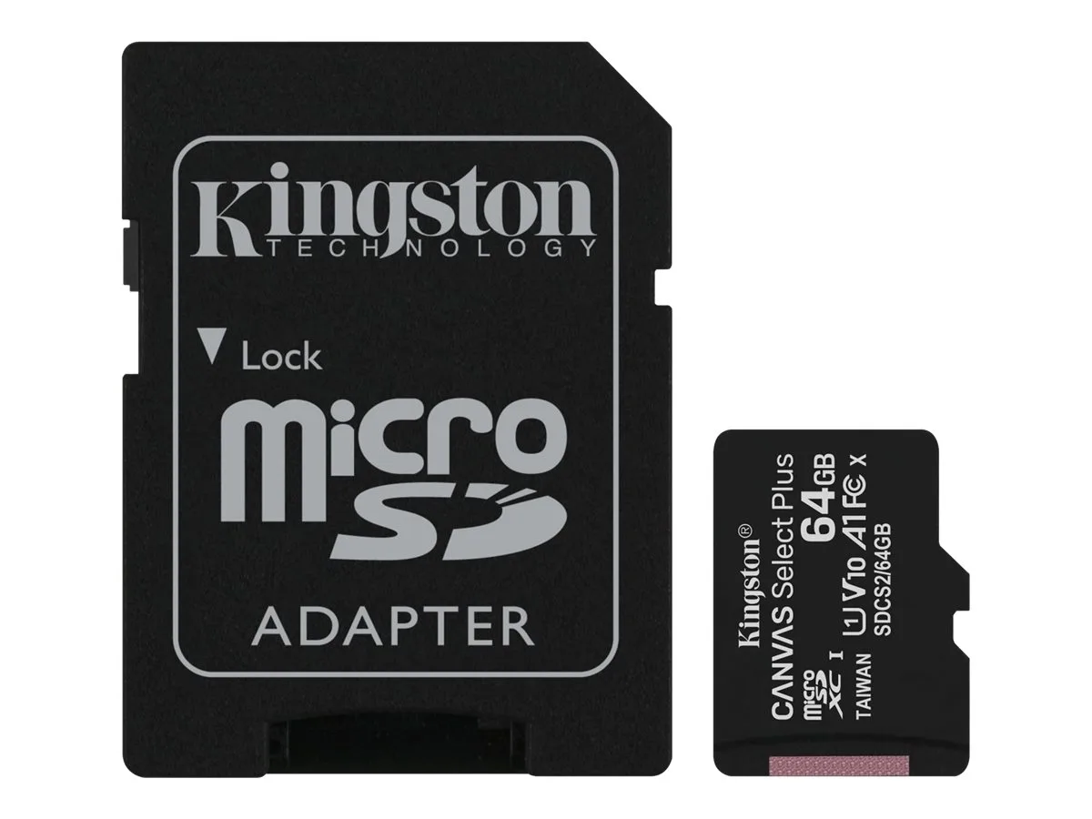 КАРТА ПАМЕТ Kingston CANVAS PLUS +ADP C10 UHS-I - 64GB - PN SDCS2/64GB