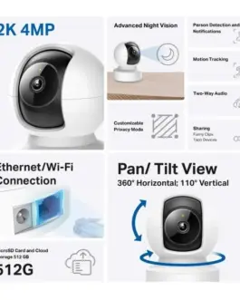 Alternative view of IP камера куполна TP-Link Tapo C222, 2560x1440@30fps, Pan/Tilt, H.264, microSD, Wi-Fi, аудио, RJ-45