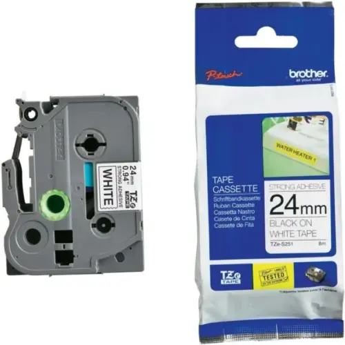 ЛЕНТА ЗА ЕТИКЕТНИ ПРИНТЕРИ BROTHER ТИП TZ - 24 mm x 800 m - BLACK ON WHITE STRONG ADHESIVE TAPE - PN TZES251