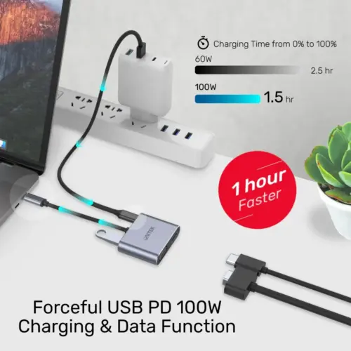 Unitek докинг станция Docking Station Type-C 4-in-1 – uHUB Q4+ Lite D1049A – USB-C PD100W x 1