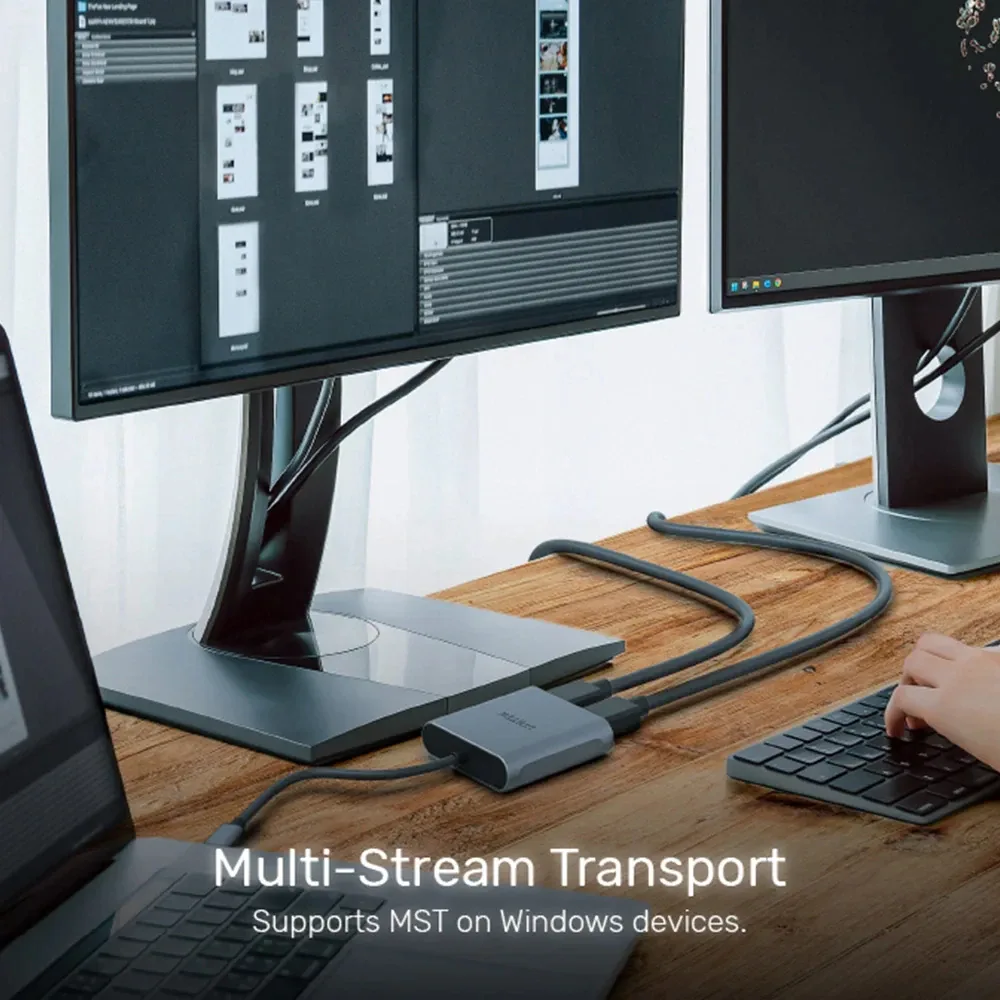 Unitek Адаптер Adapter USB-C M to DisplayPort x 2 F - 8K@30Hz, MST - V1404A - Image 200