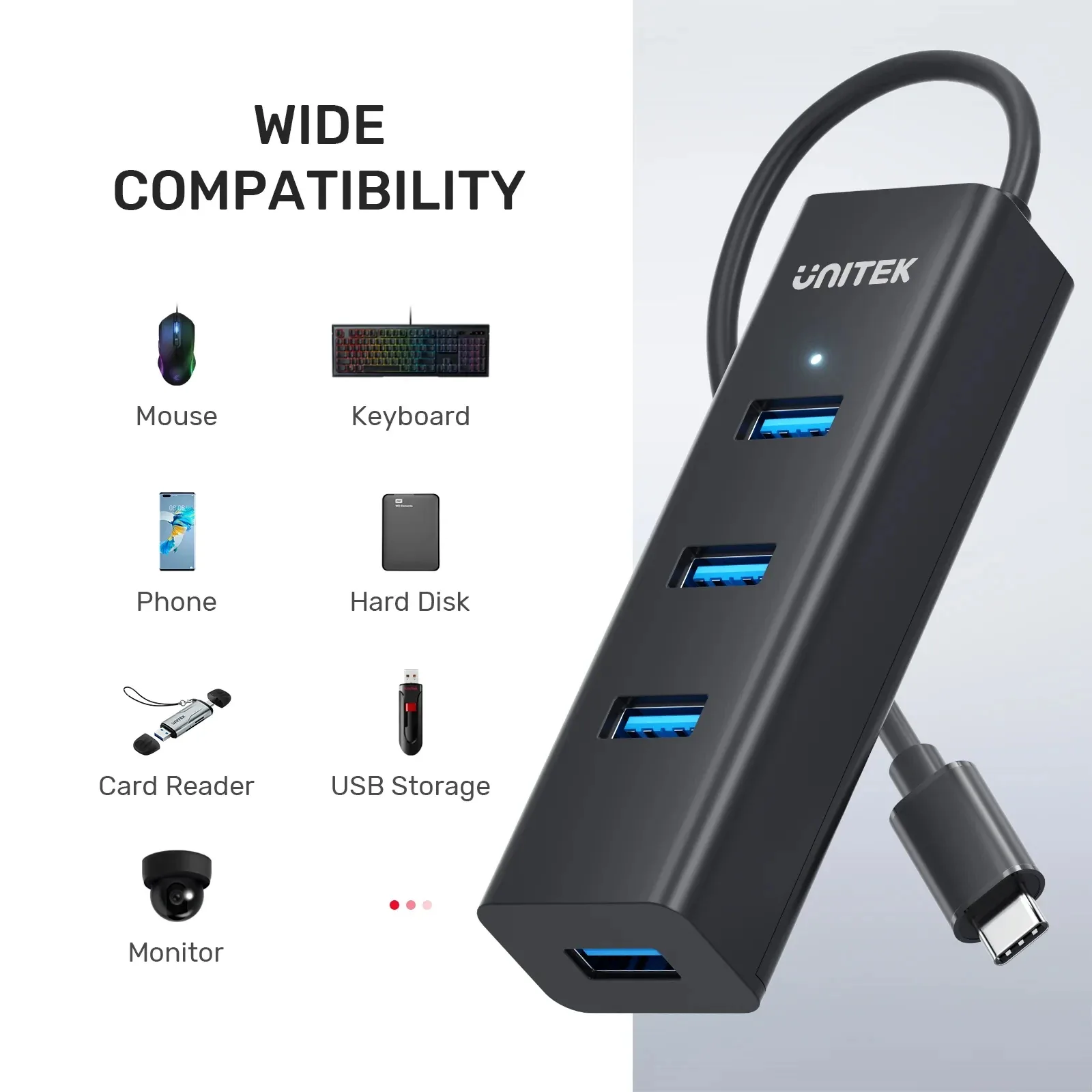 Unitek хъб HUB USB-C 4 port - 4 x USB3.0 Black - Y-3089Z01 - Image 288