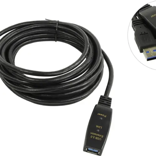 VCom Кабел удължение USB 3.0 AM / AF Active Extension Cable 5M Black –