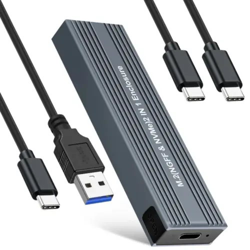 VCom външна кутия за диск Storage Case - M.2 NVMe/SATA/NGFF M/B key - 10Gbps USB3.1 Type-C/A -