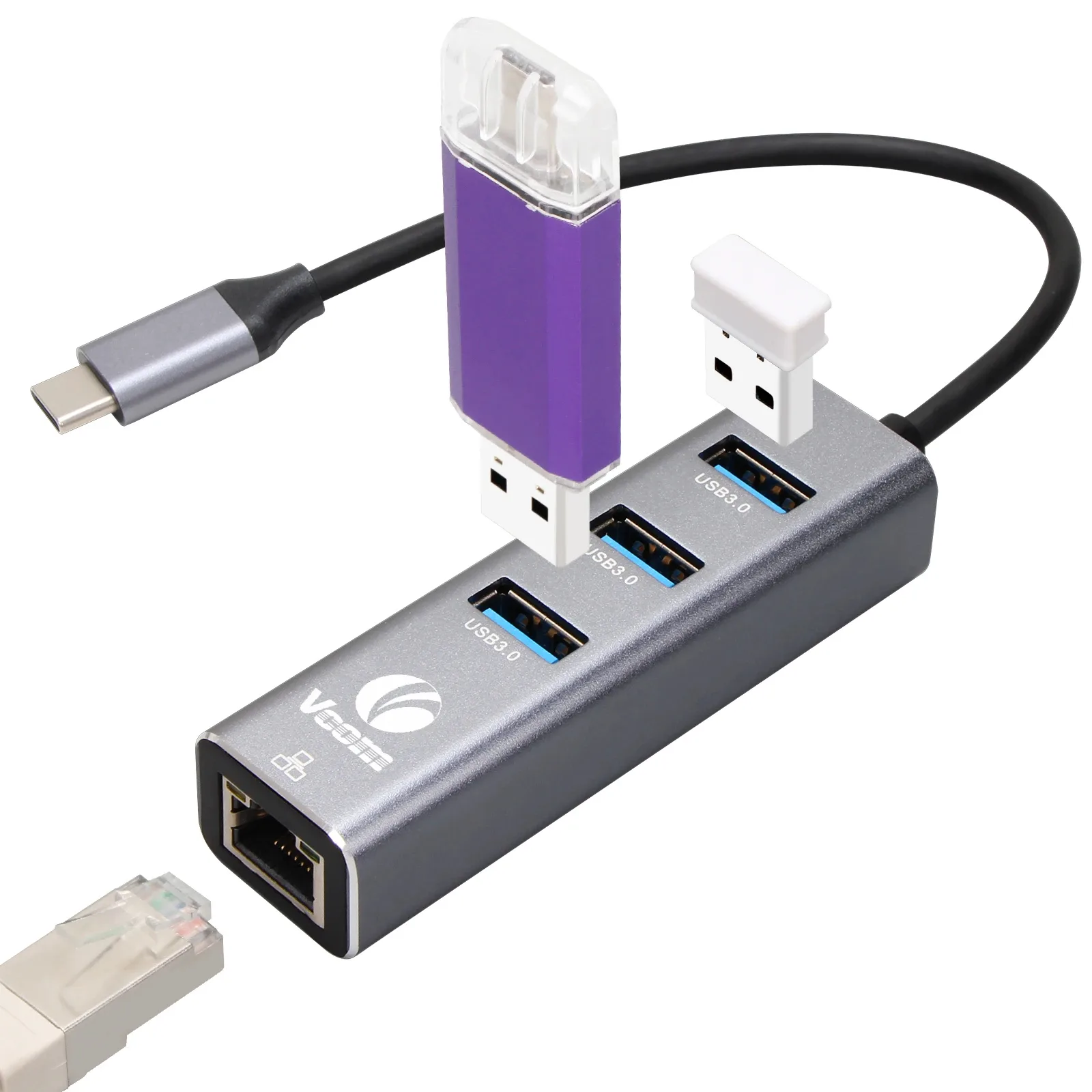 VCom докинг станция Docking USB Type-C to USB3.0 x 3 + LAN - DH311B - Image 204