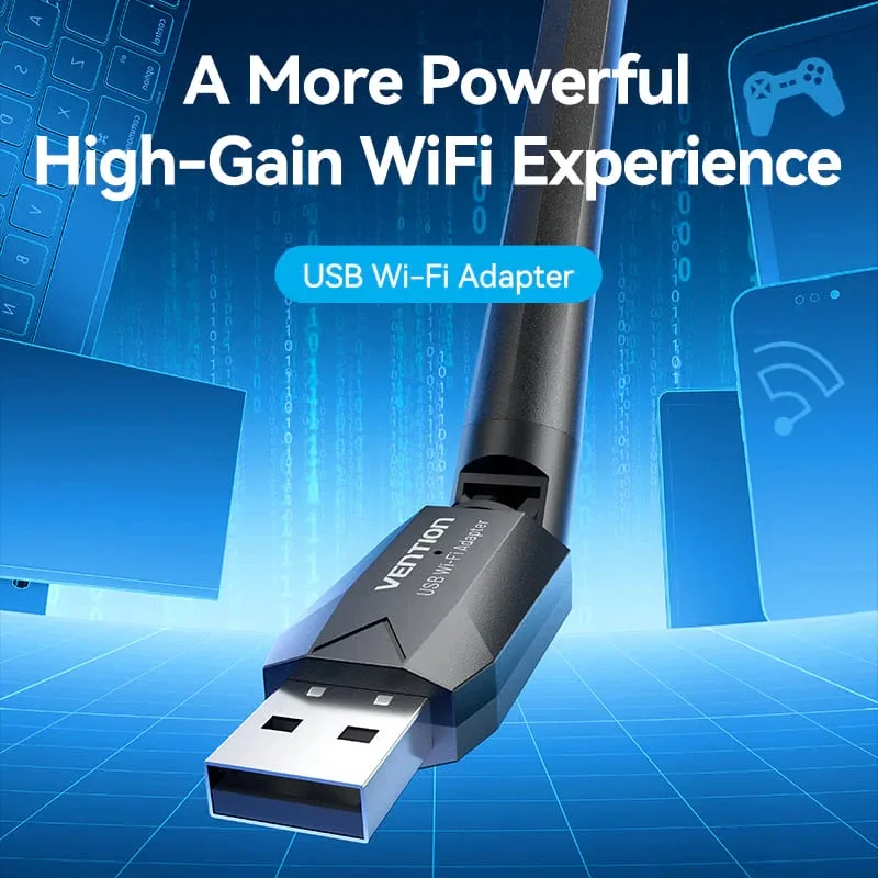 Vention безжичен адаптер WiFi USB adapter Dual Band, 650Mbps, Black - KDTB0 - Image 285