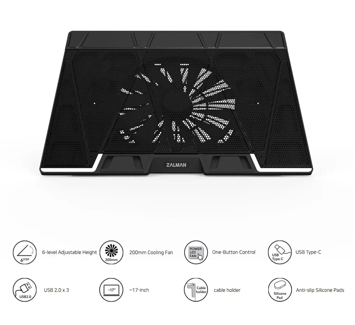 Zalman Охлаждане за лаптоп Notebook Cooler 17" Black ZM-NS3000 - Image 85