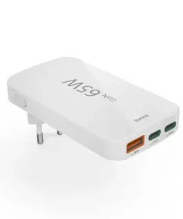 Alternative view of HAMA Бързо мини зарядно, 65W, 2x USB-C, 1x USB-A, PD, плоско, бяло