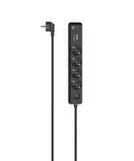 HAMA Разклонител 4-гнезда USB-C/A 65 W PD ключ on/off 14 м