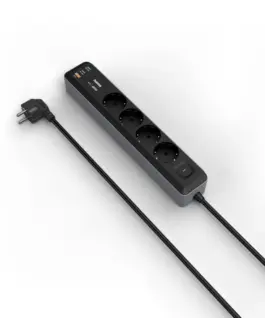 Alternative view of HAMA Разклонител 4-гнезда, USB-C/A 65 W, PD, ключ on/off, 1,4 м, черен/сив