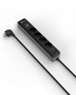 Alternative view of HAMA Разклонител 4-гнезда, USB-C/A 65 W, PD, ключ on/off, 1,4 м, черен/сив