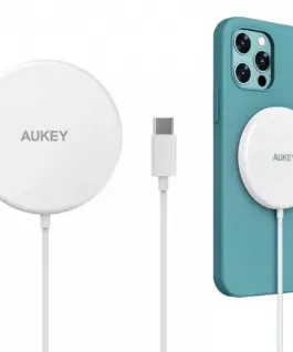 Alternative view of AUKEY Wireless зарядно LC-A1 бял MagSafe Qi 15W USB C