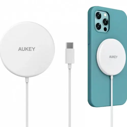 Alternative view of AUKEY Wireless зарядно LC-A1 бял MagSafe Qi 15W USB C