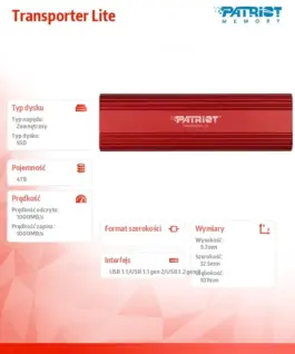 Patriot SSD drive 4TB Transporter Lite 1000/1000 MB/s Type-C