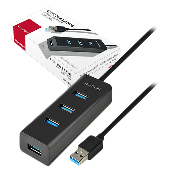 USB хъб AXAGON HUE-S2BL 4x USB3.0 Charging Hub 1.2m Cable, MicroUSB Charging - Image 10
