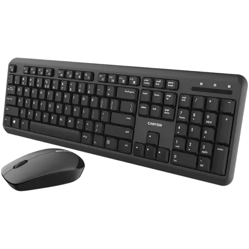 Клавиатура CANYON SET-W20 EN/BG Keyboard+Mouse Velvet Wireless Black