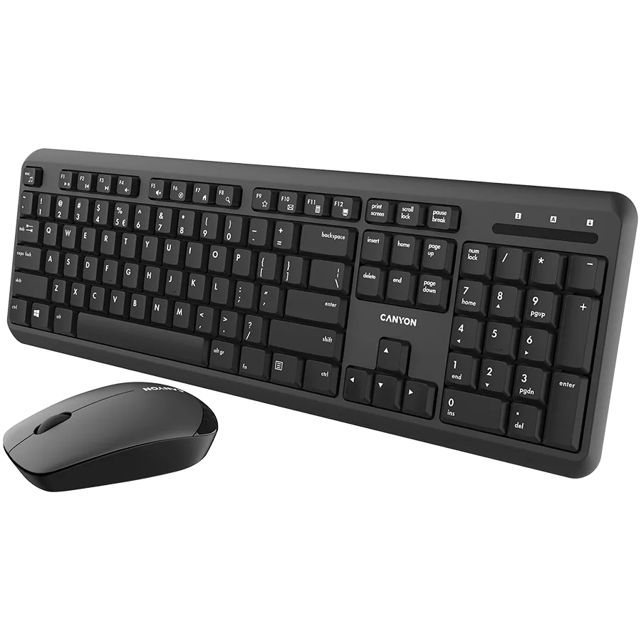 Клавиатура CANYON SET-W20 EN/BG Keyboard+Mouse Velvet Wireless Black