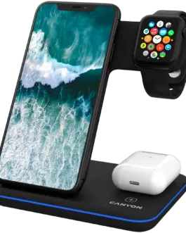 Зарядно за мобилен телефон CANYON wireless charger WS-303 15W 3in1 Black
