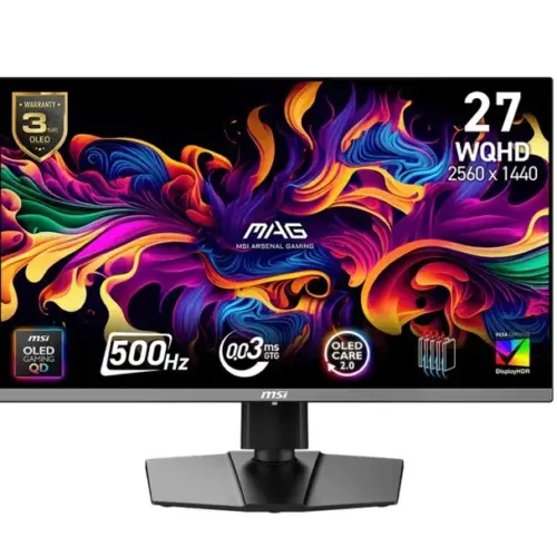 MSI Monitor MAG 272QP QD-OLED X50/26.5 cala/QD-OLED/WQHD/Flat/500Hz/черен