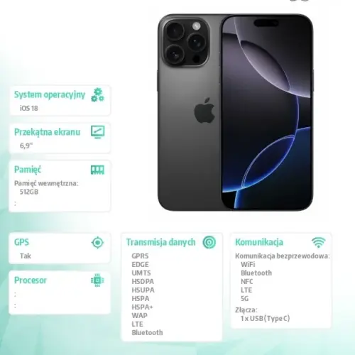 Alternative view of Apple iPhone 16 Pro Max 512GB - черен Titanium