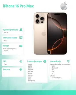 Alternative view of Apple iPhone 16 Pro Max 512GB - Desert Titanium