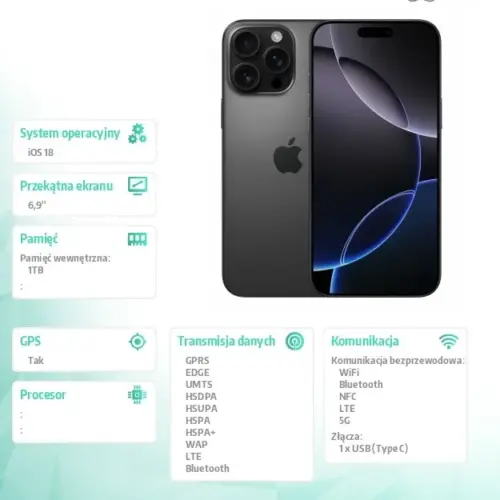 Alternative view of Apple iPhone 16 Pro Max 1TB - черен Titanium